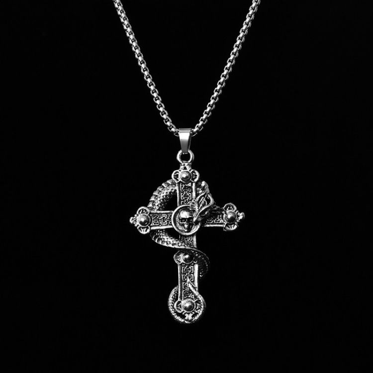 Cross pendant necklace Panlong Skeleton Cross Pendant Personalized Hip Hop necklace gift CRRSHOP men new fashion trend gifts 70 cm long titanium steel chain