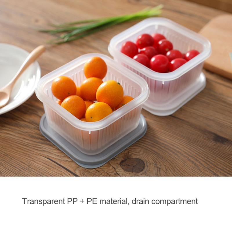 Storage Container 6 Grid Food Vegetable Fruit Storage Bin Fridge Organizer  Drain Tray Meat Onion Ginger Transparent Crisper