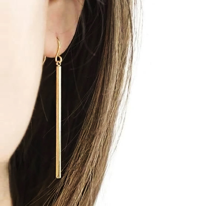 Long Bar Dangle Earrings for Women Girl.Vertical Stick Round Line Bar Drop Earring Simple Geometric Strip Dangling Earring