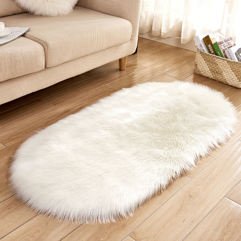 YH9206 Oval Soft Suede Fur Chair Cushion Area Carpet Nn Bedroom Floor Fluffy Plush Carpet 40cm*60cm