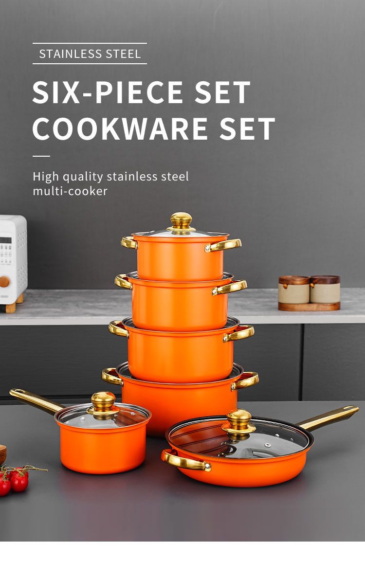 Colorful Stainless Steel Pot Set, Premium Golden Double Ear Soup Pot, Thickened Integrated Molding Cookware, High Temperature Resistant & Rust Proof Cooking Pot, Multi-stove Compatible Kitchen Cookware for Home Daily Cooking
