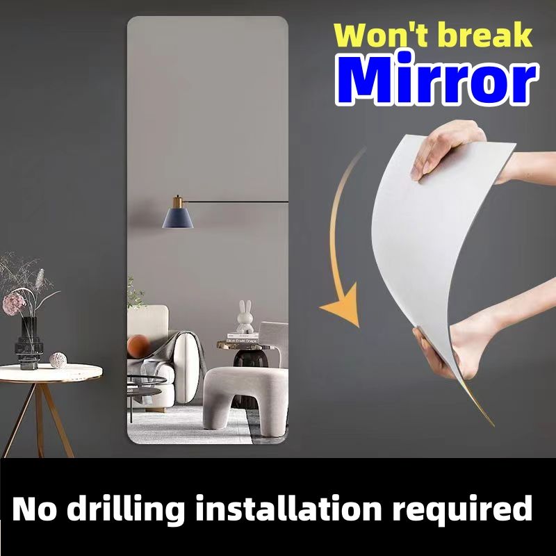 Full body mirror，Wall mounted self-adhesive soft mirror ，No punching required，makeup mirror，with adhesive backing 