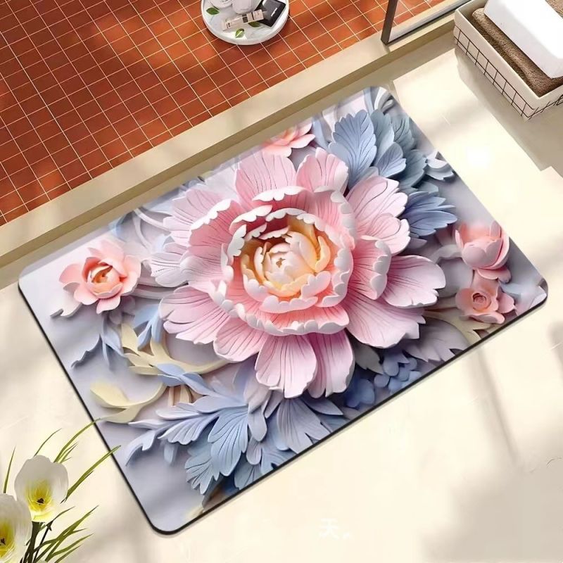 3D oil painting, diatomaceous earth absorbent floor mat, bathroom quick drying carpet, anti slip mat free shipping carpet