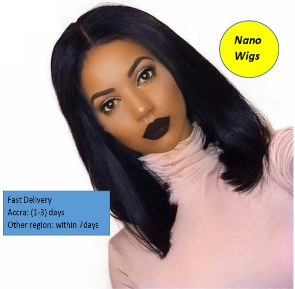 NANO Wigs Ladies Wigs Middle Long Synthetic Wig Middle Parting Natural Hairpiece Black 1Pcs/Box