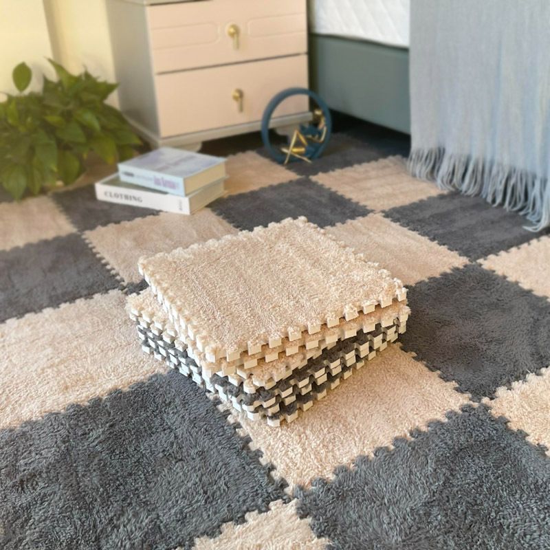 Plush patchwork carpet bedroom bedside square puzzle eva foam floor mat full paving assembly floor mat can be cut