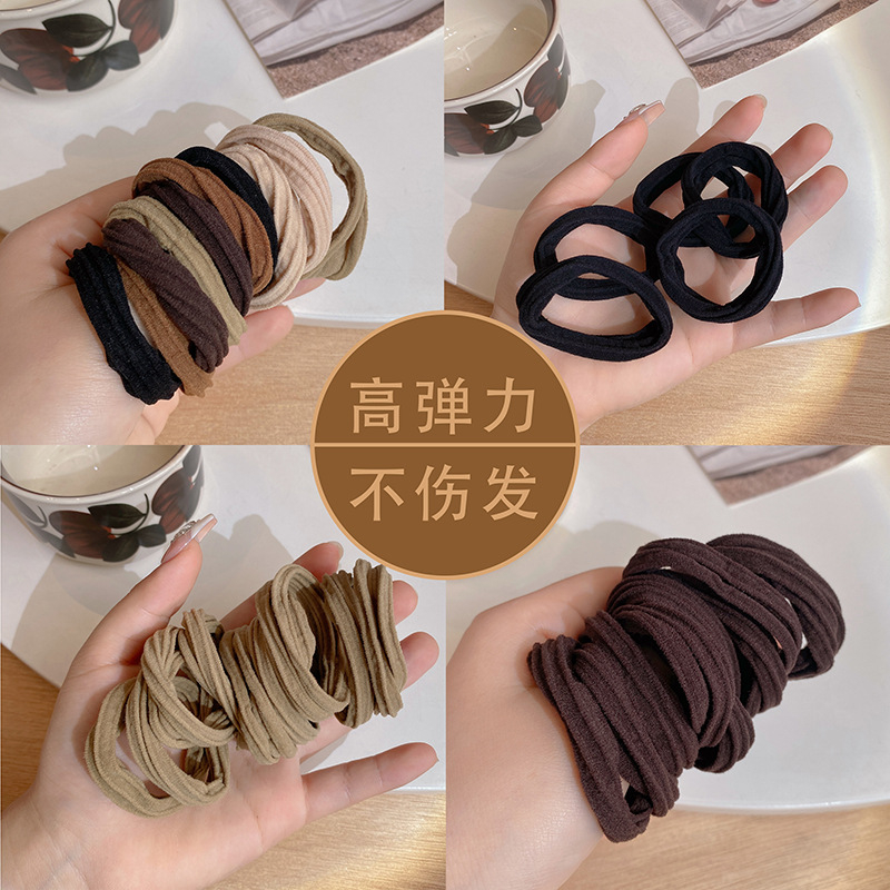 F1126 Women's Coffee Color Hair Circle High Elasticity Hair Accessories