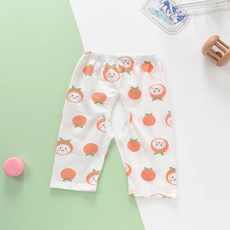 Baby Summer Open-Crotch Pants, Cute Printed Cotton 3/4 Pants, Breathable Casual Trousers for Toddler Infants, Sizes 73-110cm, Single Pack, Soft Baby Pants for Boys Girls
2