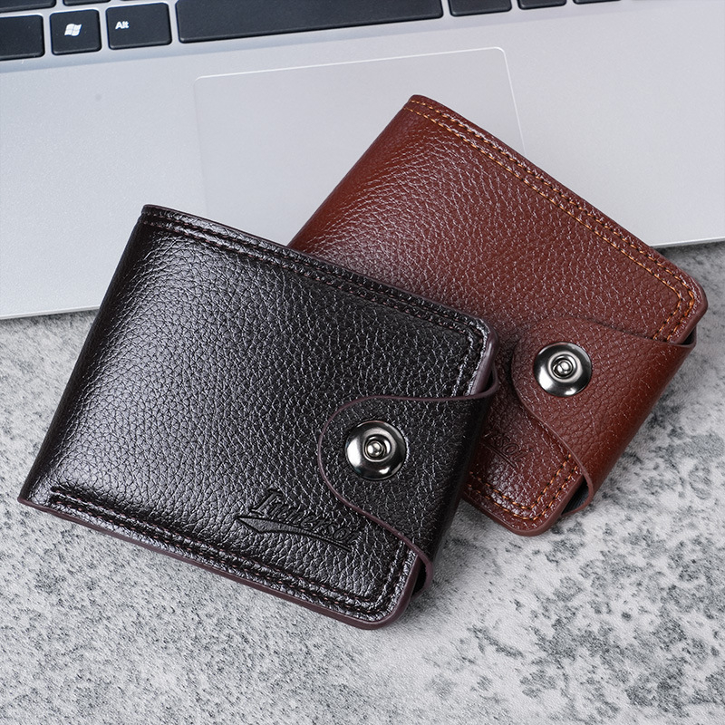 827 Men's Casual Short Zero Wallet Dual Line Solid Color Card Bag