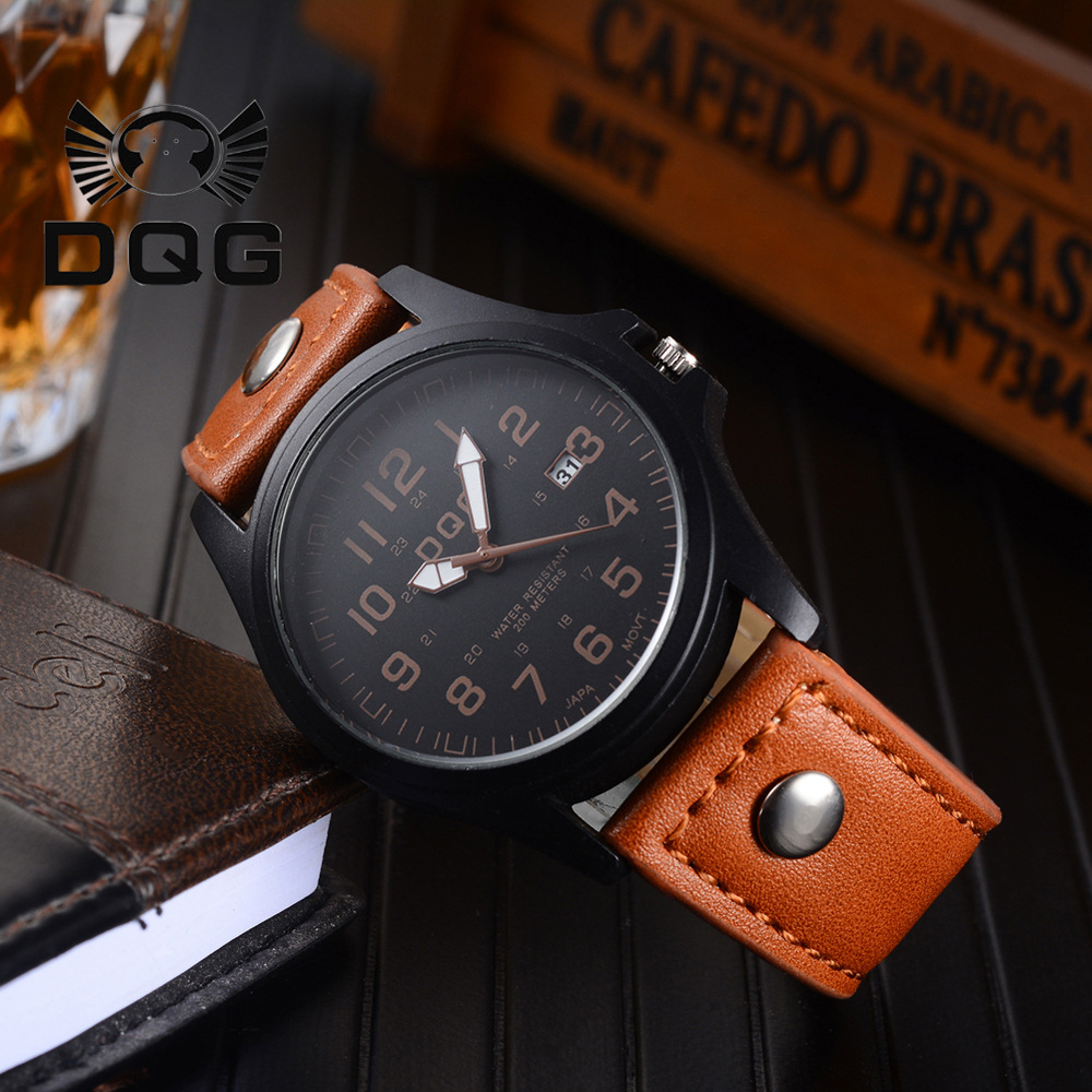 PD1027-1025 New Fashion Leather Watch Men's Watch Rivet Belt Calendar Leisure Student Quartz Watch