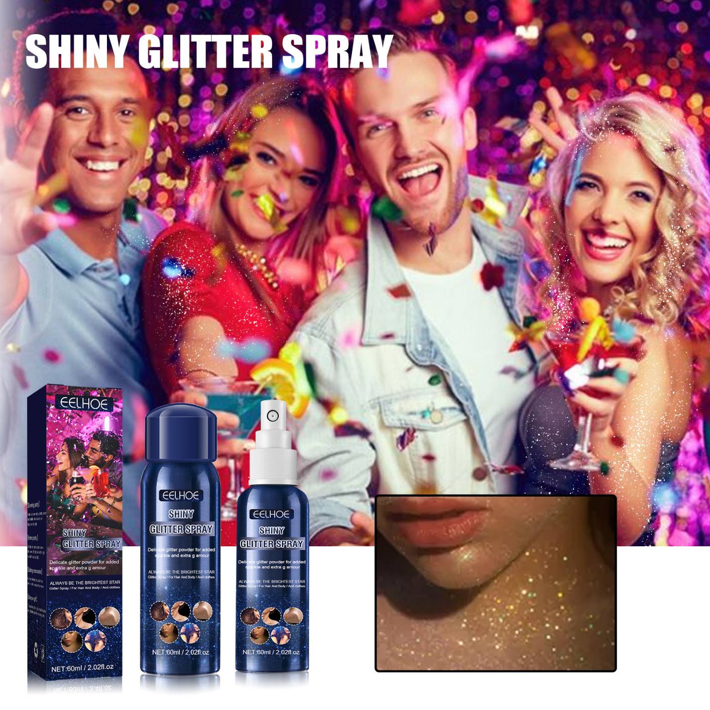 EELHOE Shiny Glitter Spray Sparkle Spray For Clothes And Hair Glitter Spray For Fabric Shiny Glitter Spray For Prom Dresses Sparkle Bod