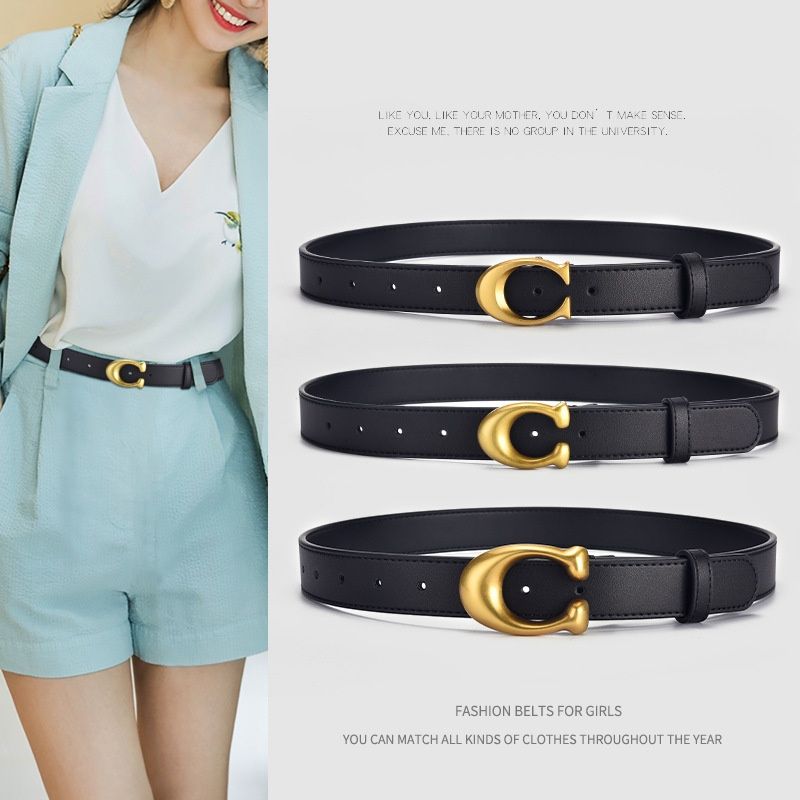  Minimalist C-Buckle Women Belt, Fashion Versatile Trouser Waistband, Casual Adjustable Decorative Belt, Classic Trendy Waist Strap for Jeans Daily Outfit