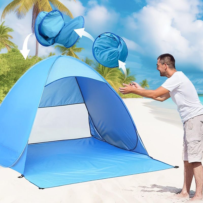 Automatic Pop Up Beach Tent, UV Protection Waterproof Sun Shelter for 1-4 People, Quick Setup Portable Outdoor Tent for Camping Hiking Picnic Beach Activities, 2 Sizes Available
