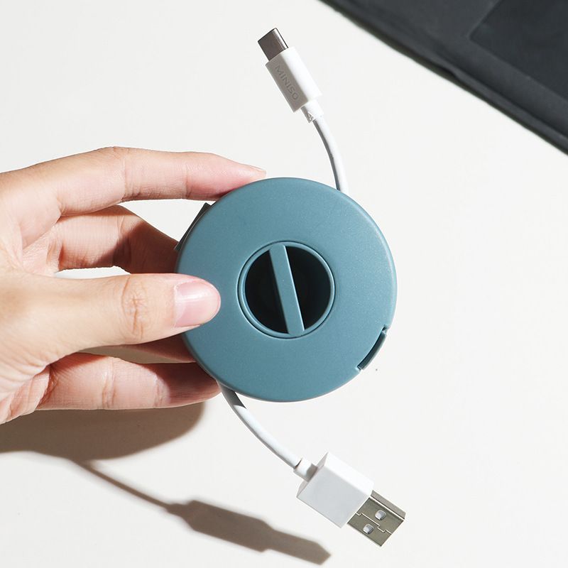 Mini Portable Rotatable Round Cable Storage Box, Travel-friendly Cord Winder Organizer for Phone Charging Data Cables
