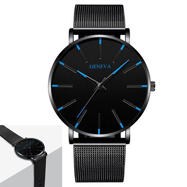 2021 Men's Watches Fashion Ultra Thin Watches Simple Men Business Watch Stainless Steel Mesh Belt Watch