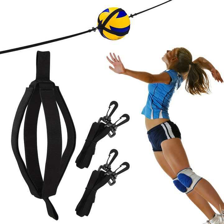 Adjustable Volleyball Training Strap, Solo Practice Aid for Spiking, Serving & Setting, Elastic Rebound Belt with Adjustable Length (211cm-350cm)
