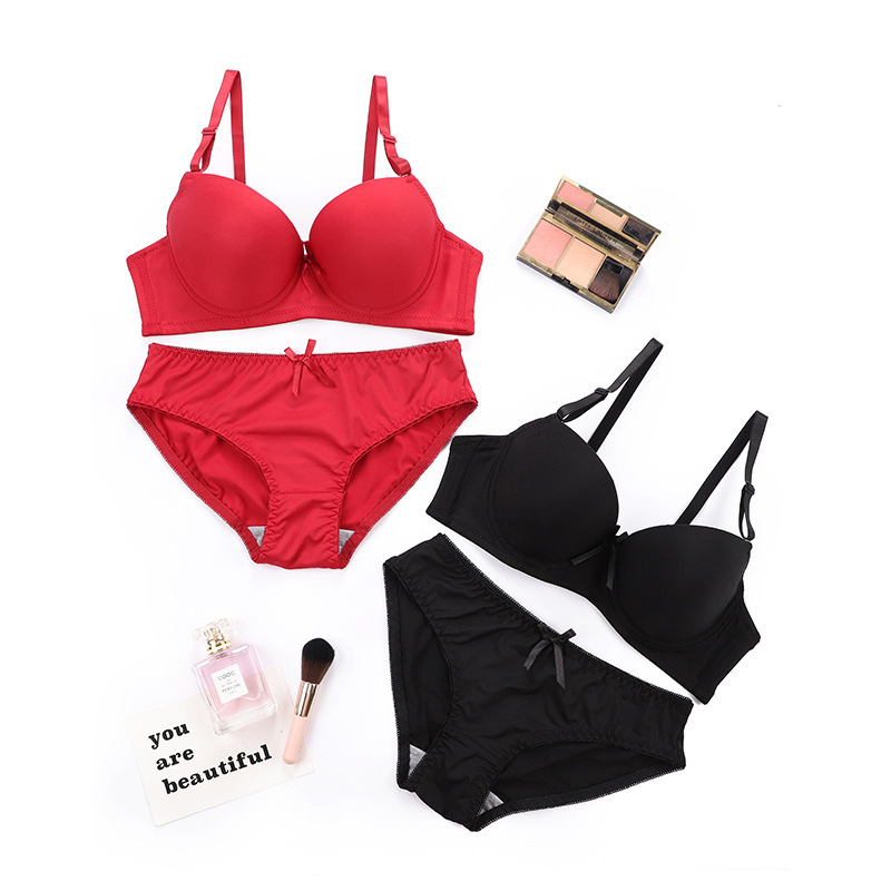KA2127 women's cute bow bra panty set seamless girl lingerie push up bra thin bra sexy gathering bra steel ring women's lingerie set
