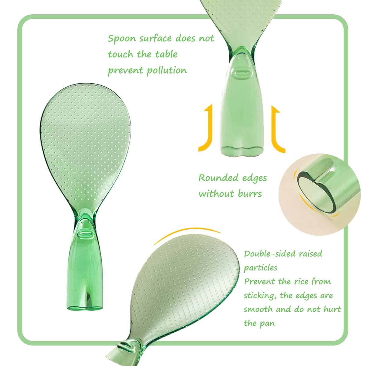 Rice Paddle,Non Stick Rice Paddle,Transparent Standing Rice Spatula with Non Stick Rice Spoon,Non-Stick and Easy to Clean Standing Rice Spoon