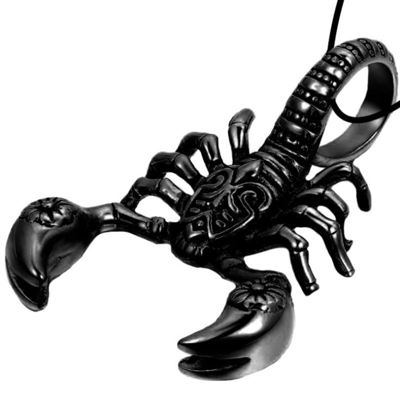 Necklace Scorpion pendant necklace, leather rope free shippingblack pendant+leather rope