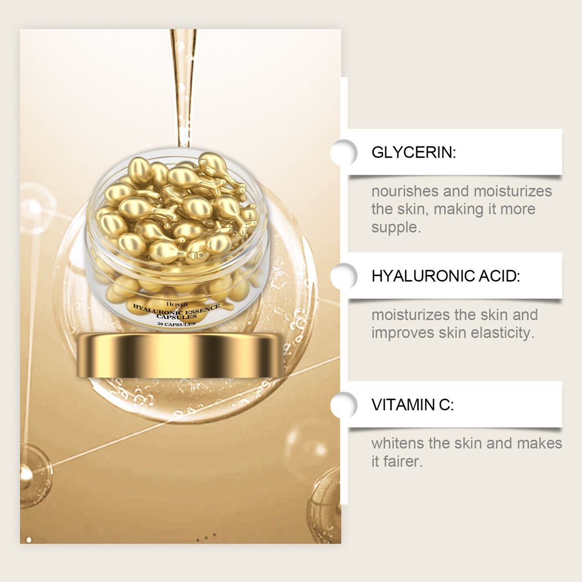 HOYGI hyaluronic acid essence capsule mildly moisturizes face, tender and delicate skin, essence