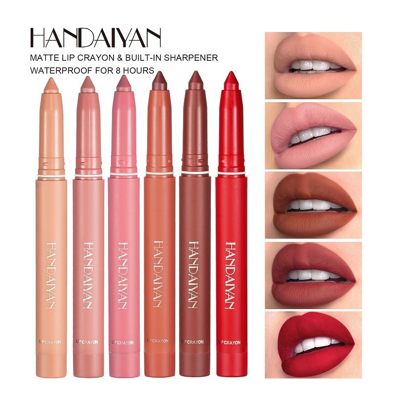 HANDAIYAN 12 Colors Lip Crayon Set, Single Piece Sold Separately, Matte Velvet Lipstick Crayon, Long Lasting Waterproof Non-Stick Cup Lip Makeup Pencil for Women

