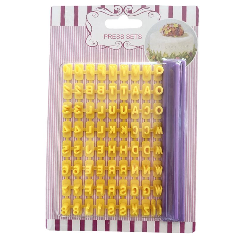 Alphabet & Number Cookie Press Stamps, Fondant Letter & Number Moulds, Letter Stamps for Clay Fondant Icing Biscuit Press, Cake Decorating Tools for Mother's Children's Day Baking, Clay, and Pastries