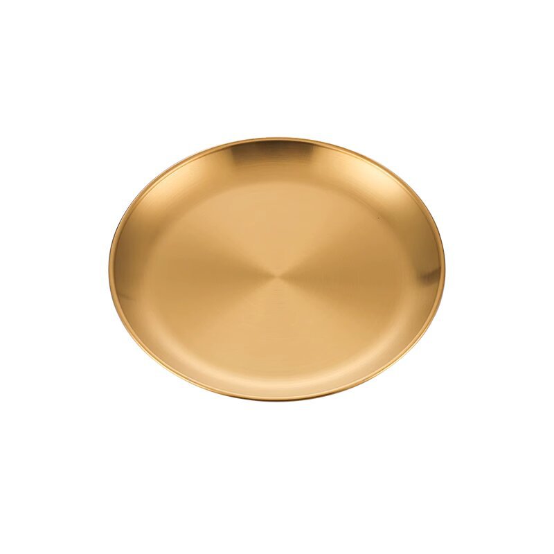 Stainless steel plate, barbecue plate, Western cuisine plate, ornament tray CRRSHOP free shipping Thickened stainless steel discgold