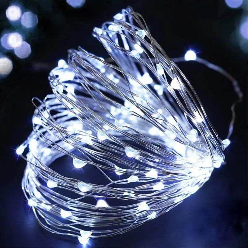 AUNONT Creative LED Starry Fairy Solar String Light Waterproof Outdoor Indoor Wedding Party Decorative Copper Wire Garland Lamp