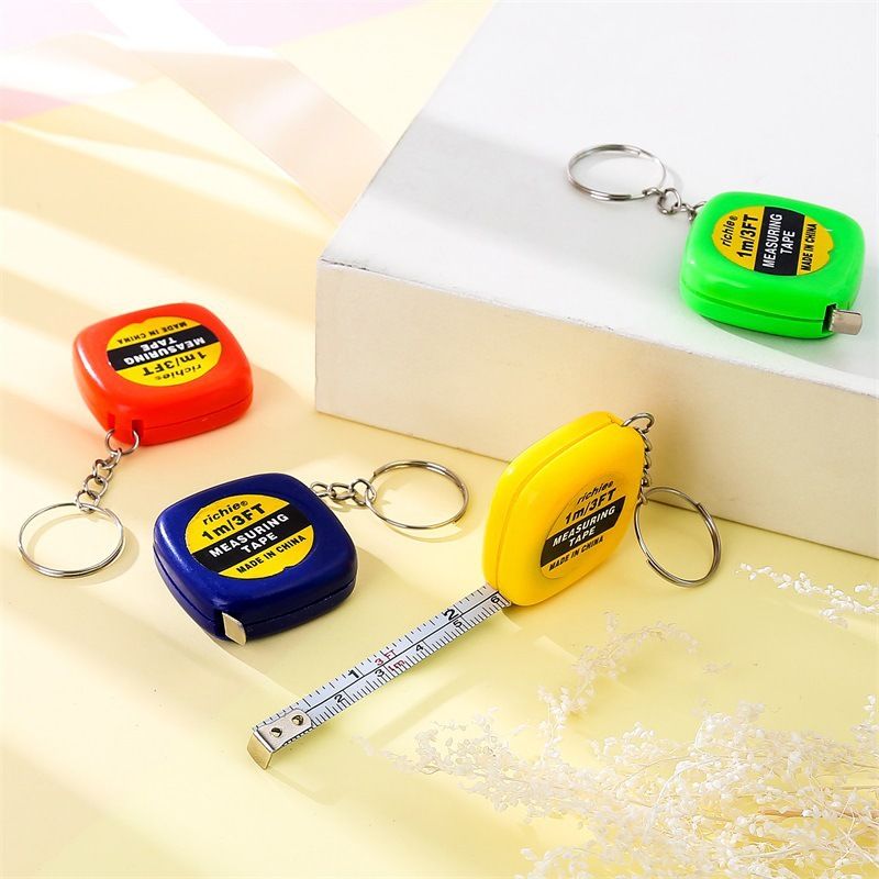 Portable clothes measuring ruler, automatic telescopic square small tape measure, keychain pendant, multi-purpose iron ruler, mini small steel ruler