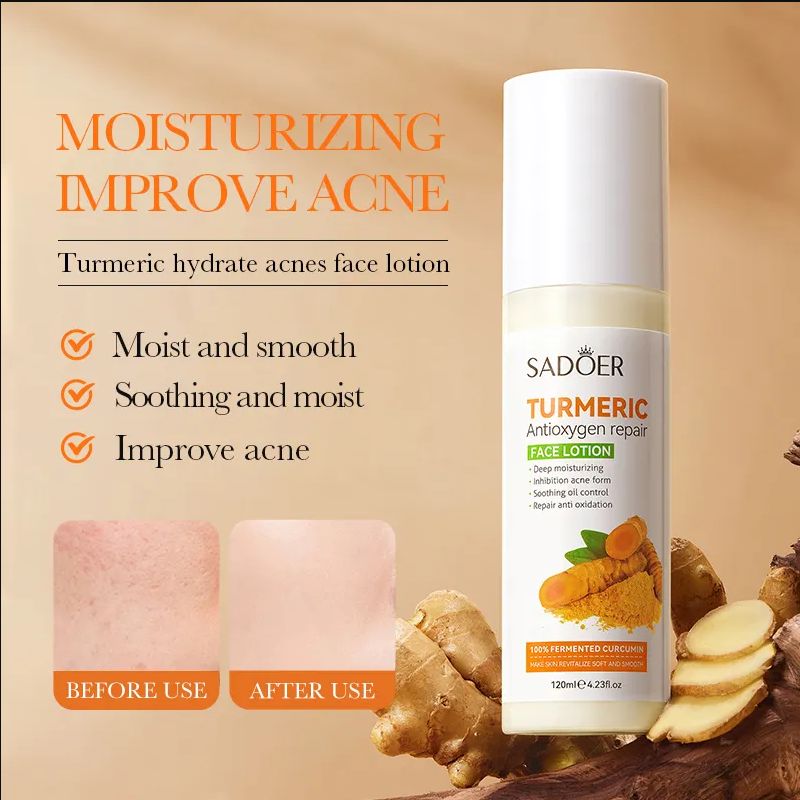Turmeric Skincare Set Anti Acne Dark Spot Whitening Private Label Soap Serum Scrub Cream Facial Wash face Skin Care SetLotion