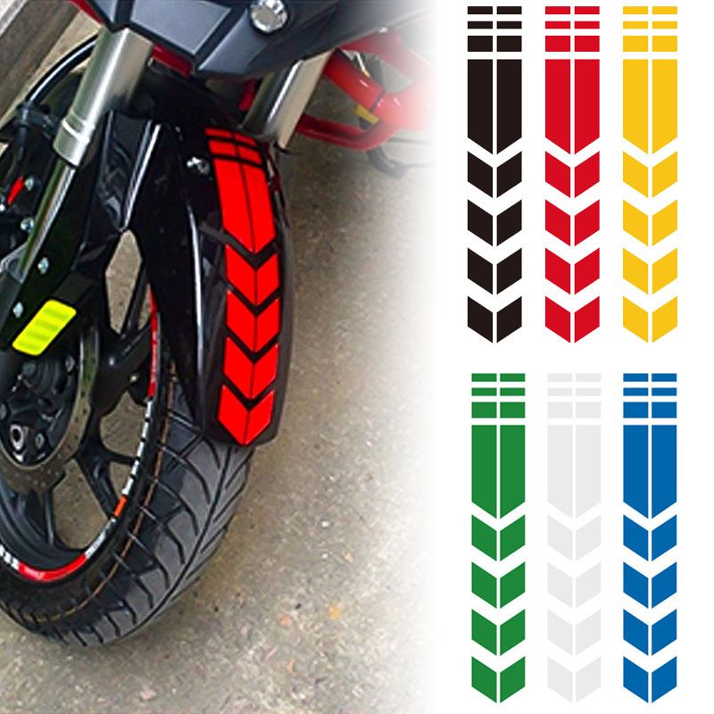 Motorcycle Fender Stickers Racing Stripe Decals Reflective Arrow Graphics Universal Scooter Electric Bike Decorative Vinyl Stickers
