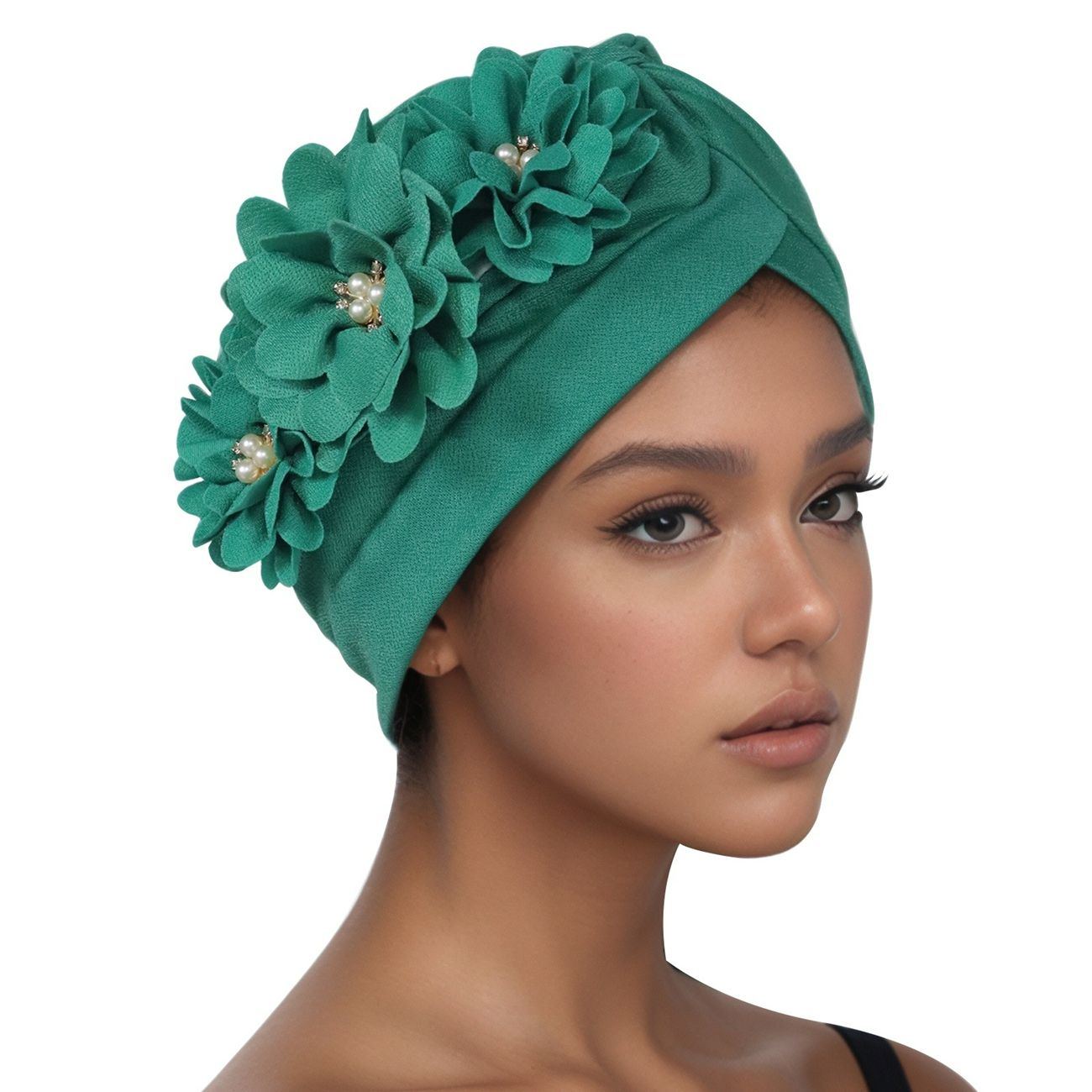 Fashion Selection Traditional Muslim Women's Headband Applique Fashion Casual HatGreen