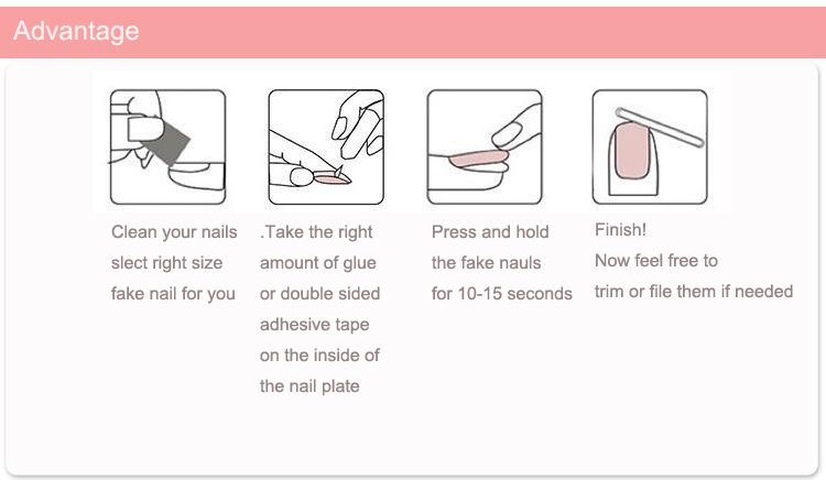Fake Nail Short Pink Clor Mother's Day Gift Women Make Up Set