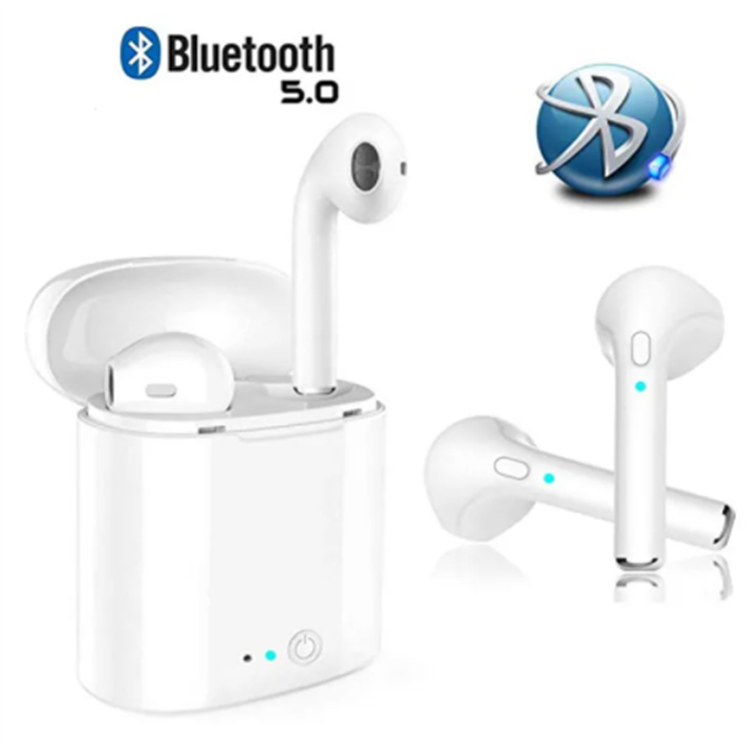 	
i7S TWS airpod Bluetooth Earphones Wireless Earbud for iPhone Samsung Tecno Ear Pods Stereophone White