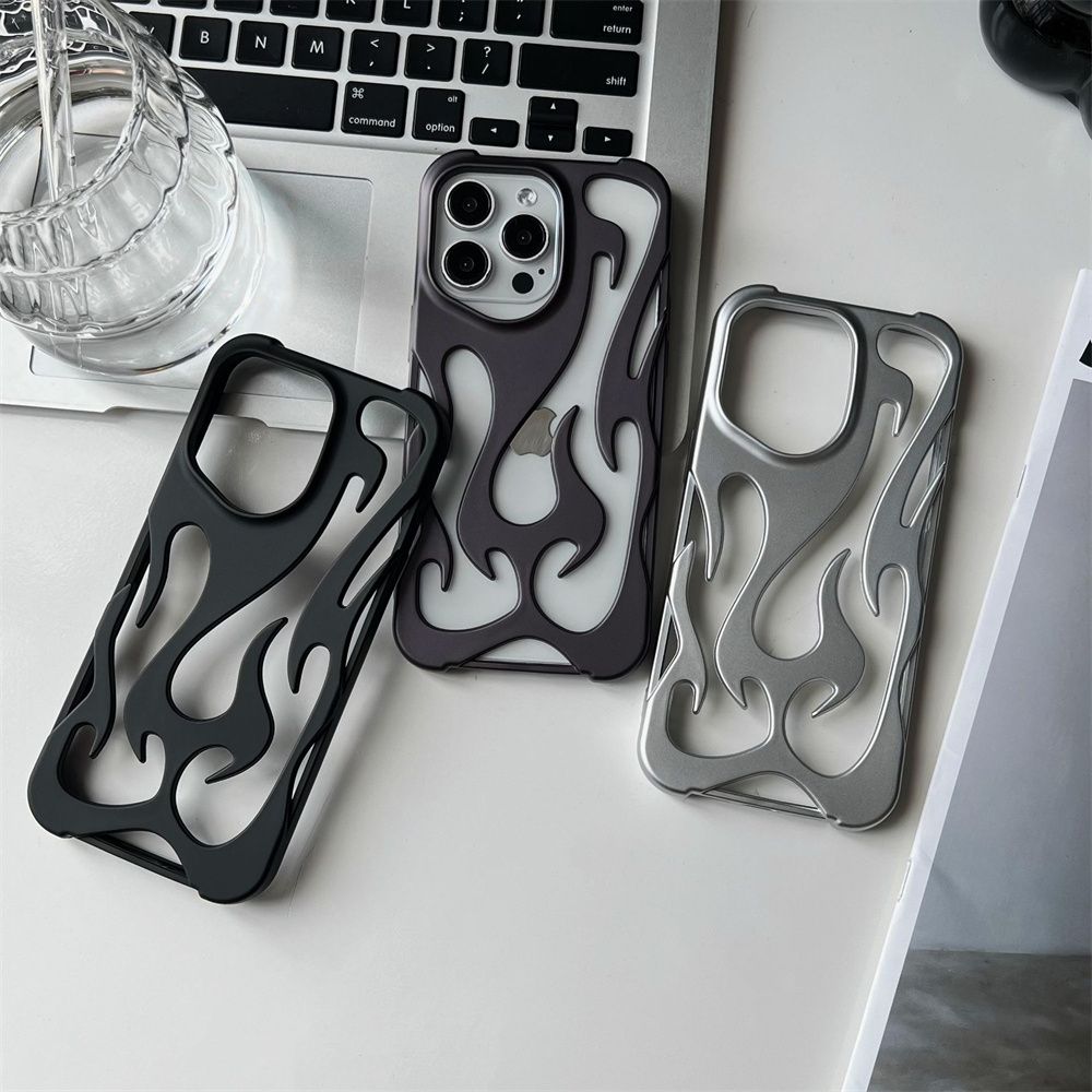 Solid color hollow flame pattern for Apple phone case 9335