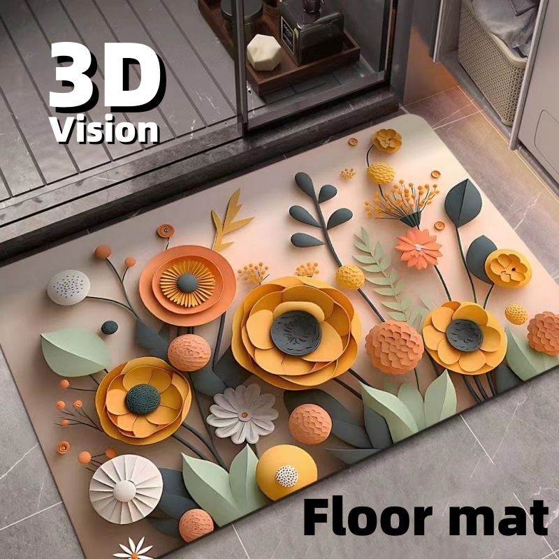 3D oil painting, diatomaceous earth absorbent floor mat, bathroom quick drying carpet, anti slip mat free shipping carpet