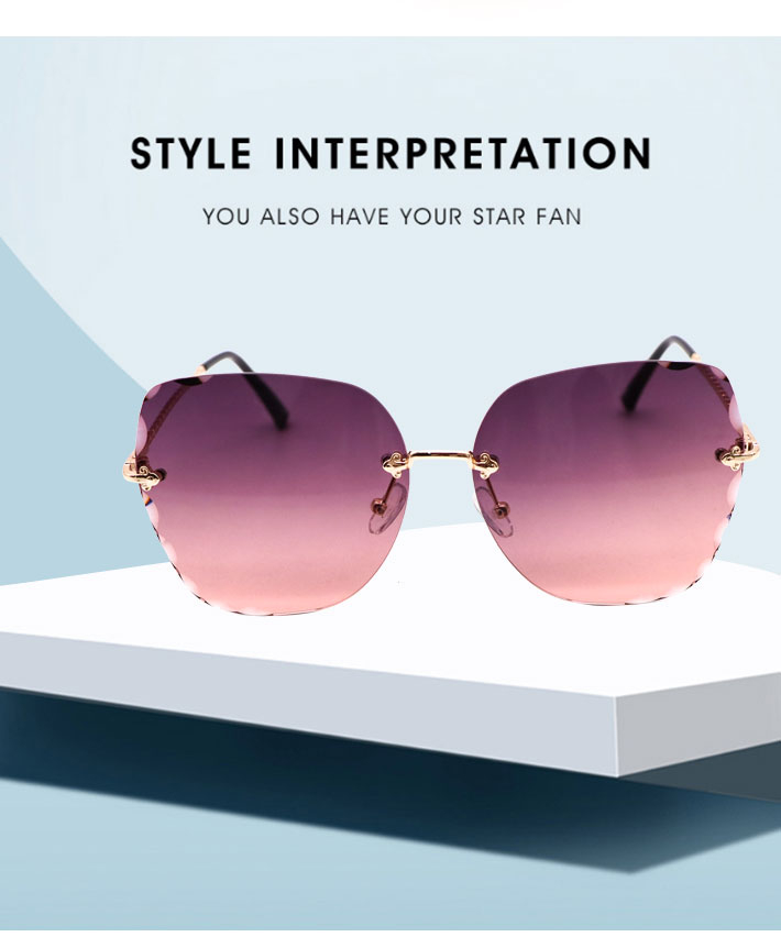 419 Round Sunglasses Women Brand Designer Gradient Fashion Sun Glasses Female Rimless Metal Oculos De Sol luxury designer