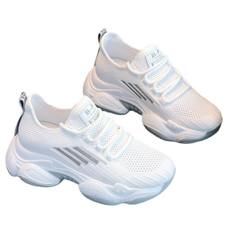 002 Women's Summer New White Lace Up Sneakers Comfortable Breathable Mesh Tennis Shoes
