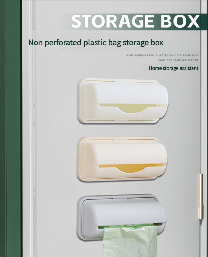 Kitchen pull-out garbage bag storage artifact creative wall mounted non perforated garbage bag plastic bag storage box