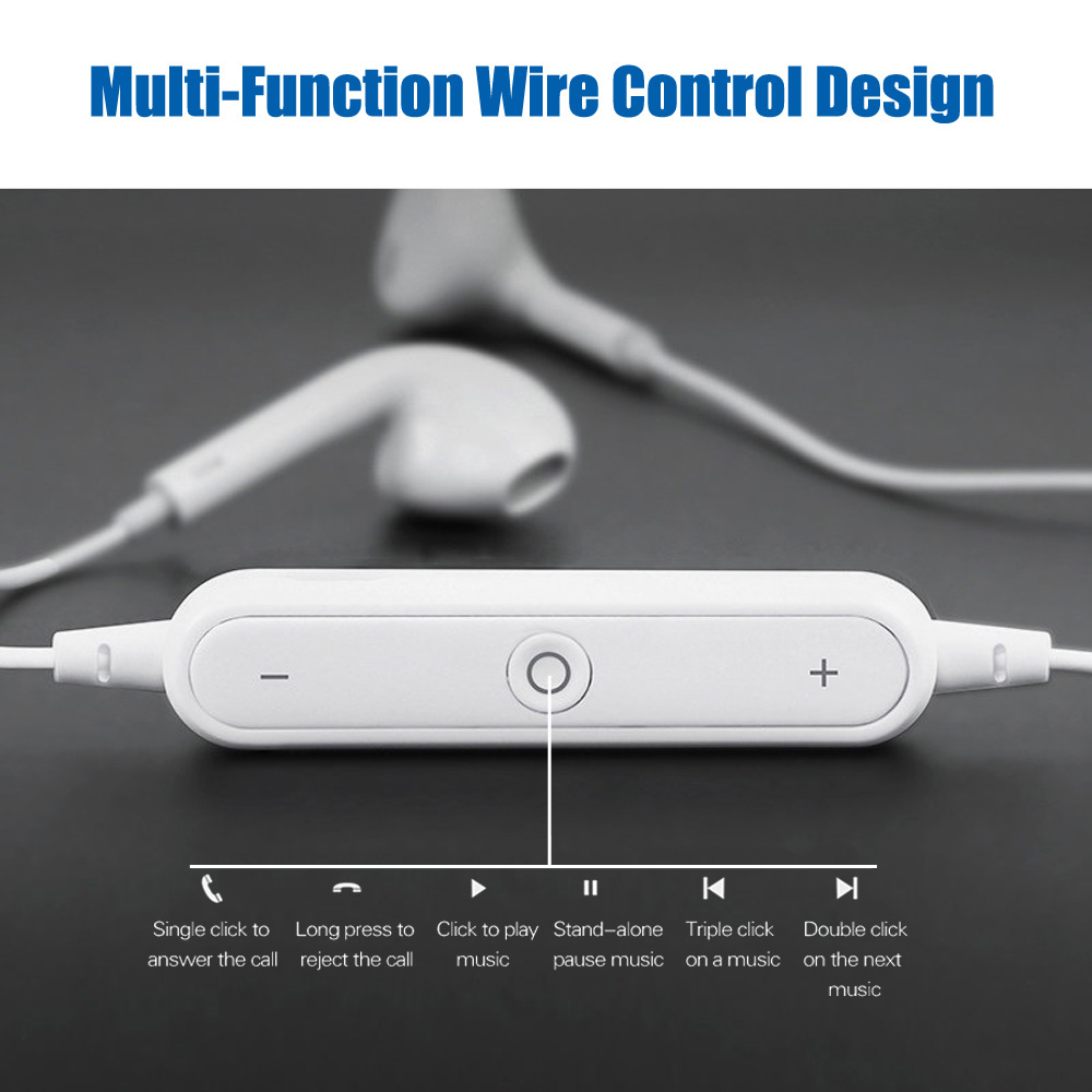 S6 Wireless Bluetooth Headset Sports Headphones 3D Stereo Built-In Microphone earphone