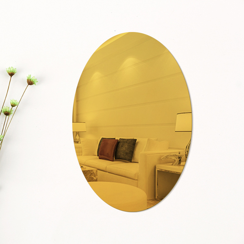 Oval Removable Acrylic Mirror Setting Wall Sticker Decal for Home Living Room Bedroom Bathroom Decor
