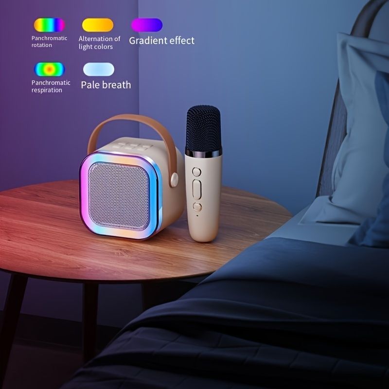 Versatile" K12 Wireless Wireless Karaoke System With Built-In Mic - Usb-C Charging, Stereo Sound, Button Control - Perfect For Smartphones & Tablets