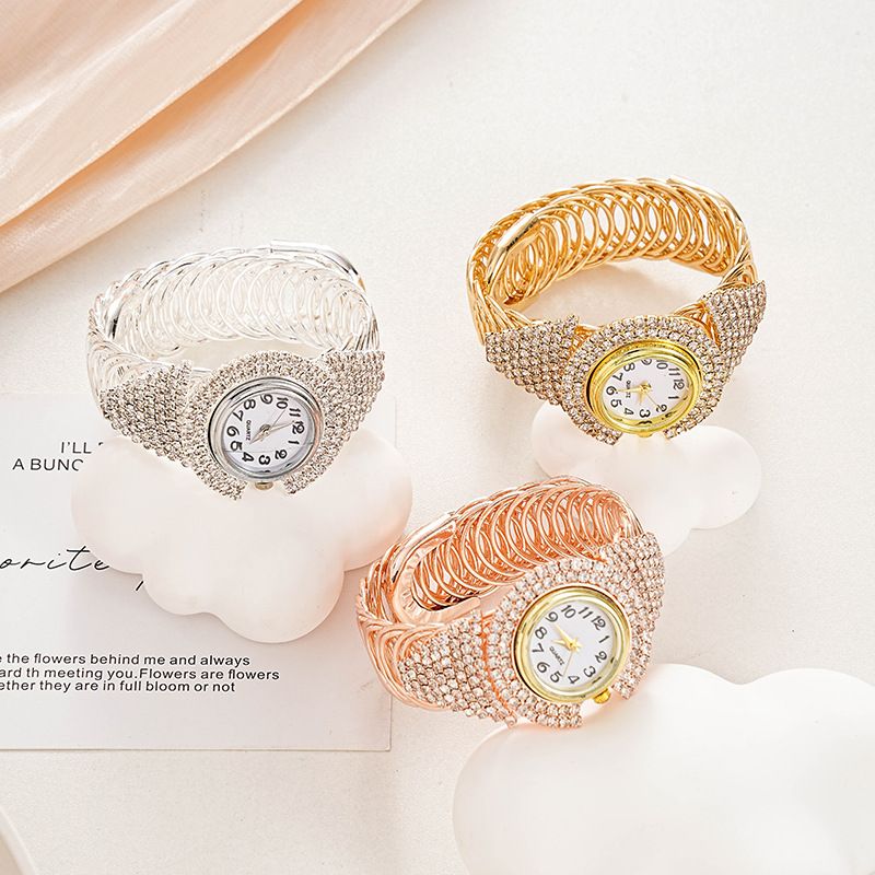 2026 New Full Rhinestone Women Watch Luxury Diamond Bangle Bracelet Quartz Wristwatch Fashion All Match Casual Ladies Jewelry Watch Ideal Festival Gift for Girlfriend Wife
