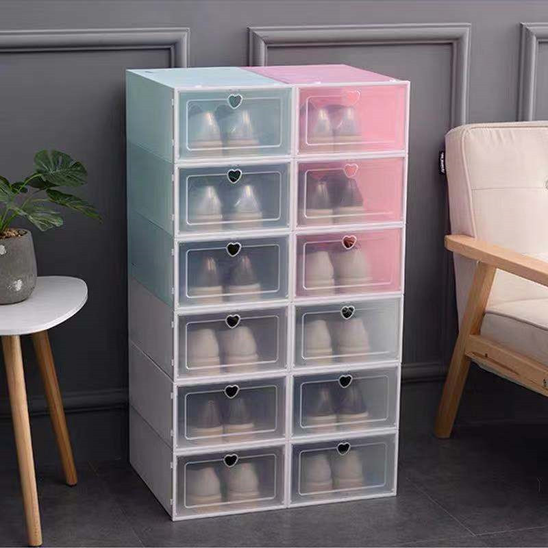 Shoe Boxes Clear Plastic Stackable Foldable Shoe Box Stackable Shoes Storage Box Display Box Flap Shoe Container