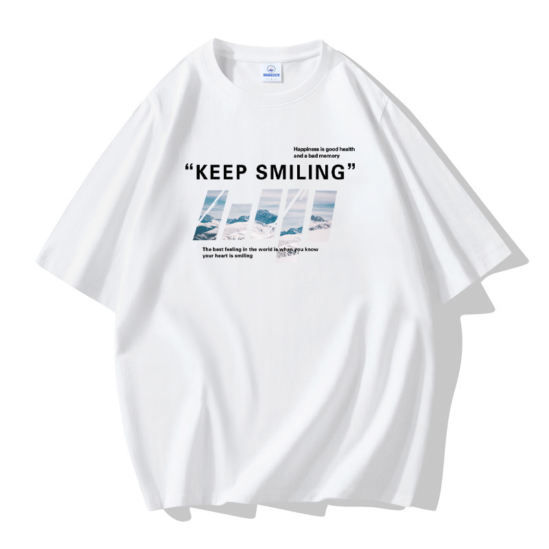 Shirts Large Size Pure Cotton Easy to Wash Soft Crew Neck Street Printing T-Shirt for Men