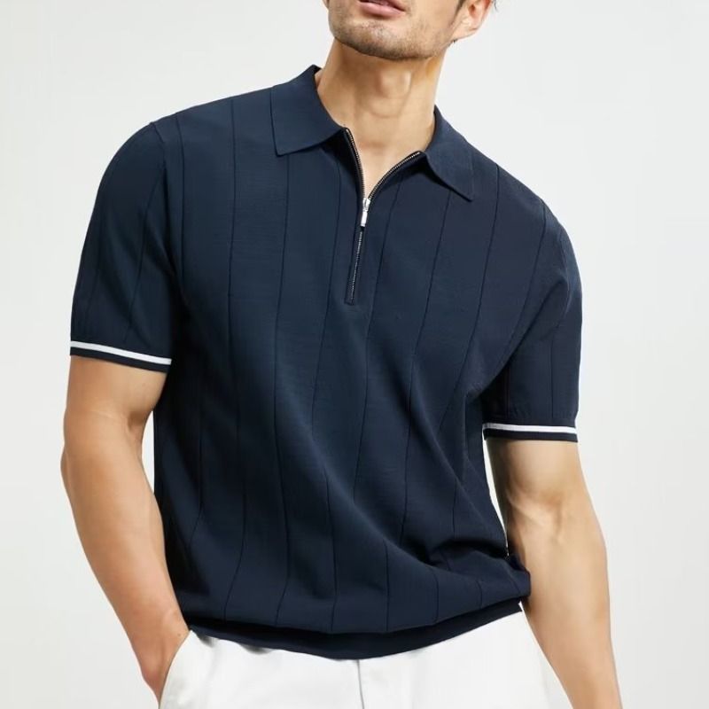 Summer New Ice Silk Short Sleeve Polo Shirt Men Solid Color Casual Youth Trendy Simple Top