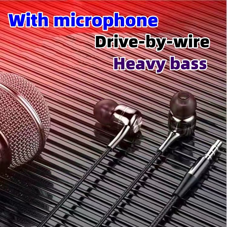 Earphones Wired Headset  Wired microphone 3.5mm in ear sports earplugs, sports electroplated gaming subwoofer earphones CRRSHOP digital audio video earphone