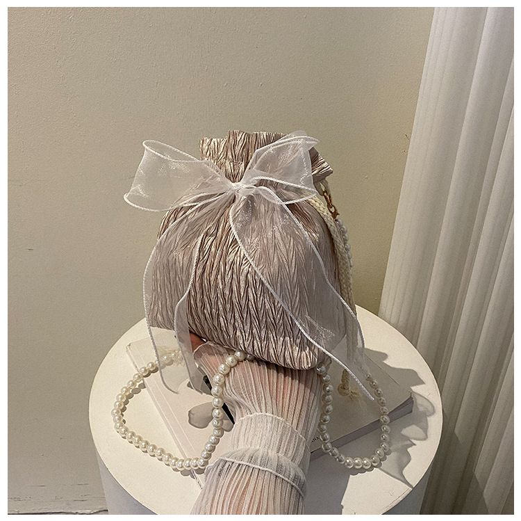2025 Summer Trendy New Women's Bag, Pearl Pleated Crossbody Bag for Women, Fashion Versatile Single-Shoulder Bag, Korean Niche Texture Ladies' Bag