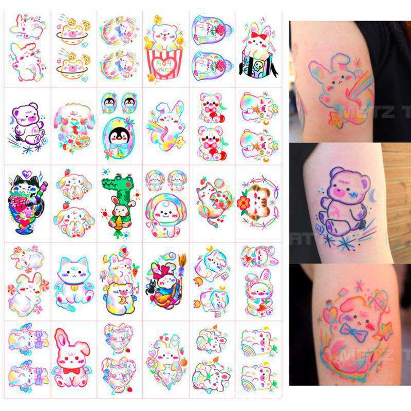 Girly Cute Colorful Cartoon Tattoo Sticker 
