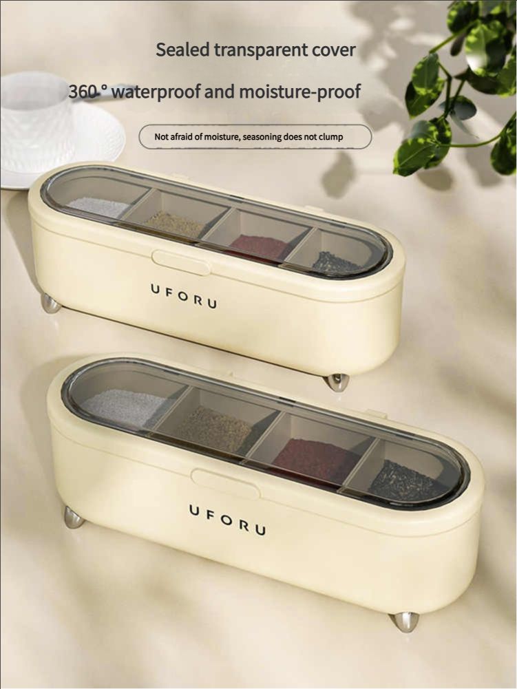 Seasoning box household kitchen high-end seasoning seasoning box salt jar rack multi-grid integrated seasoning bottle jar seasoning box