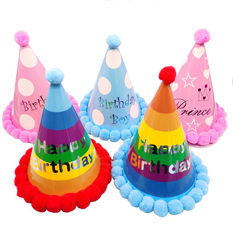 10pcs Happy Birthday Hat Party Decoration Children Birthday Gift Kindergarten DIY Handmade Paper Cap Holiday New Year Ornament Hats